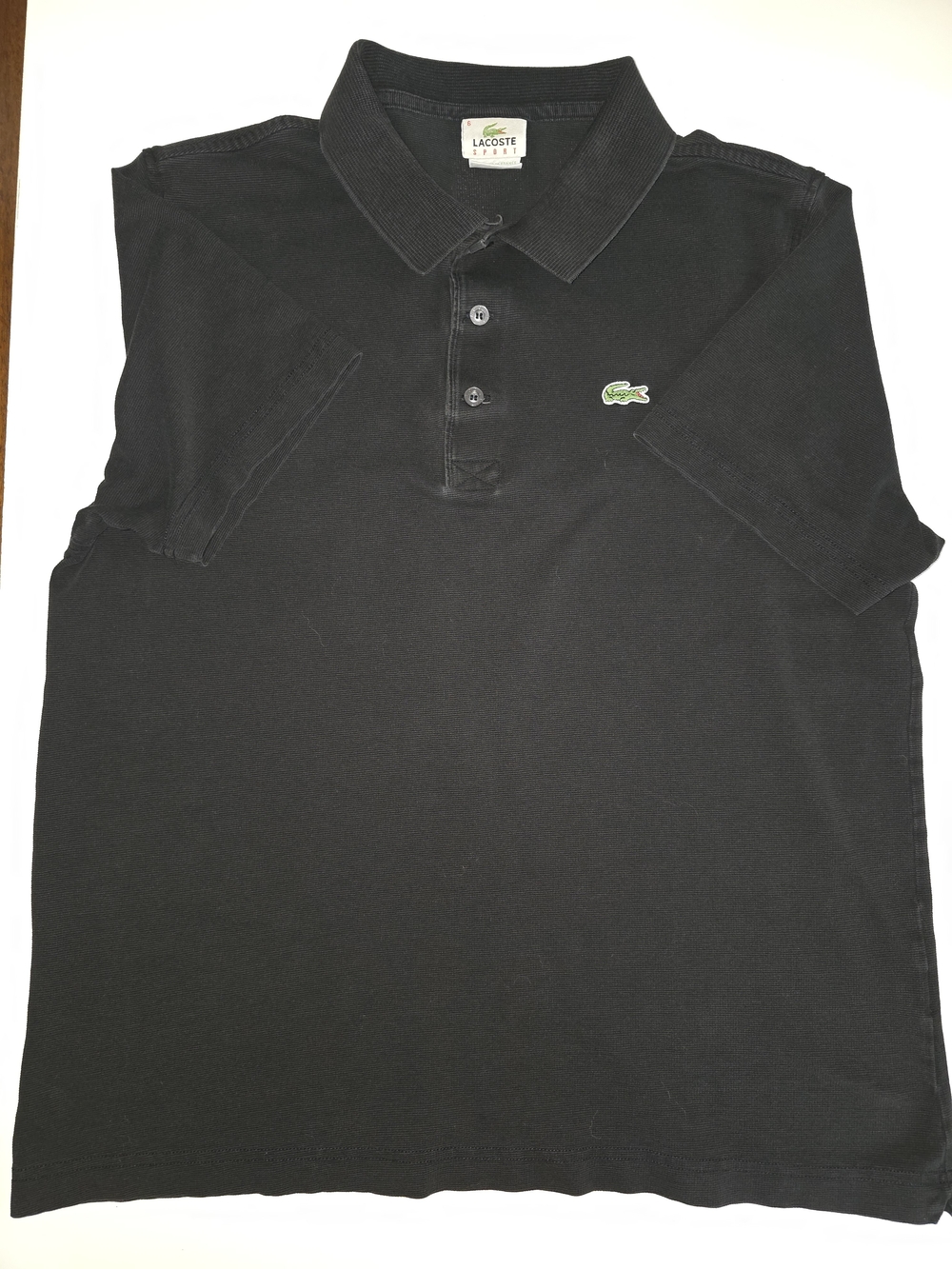Lacoste Sport Mens Black Ribbed Cotton Polo Shirt F8330 Size 6 / XL